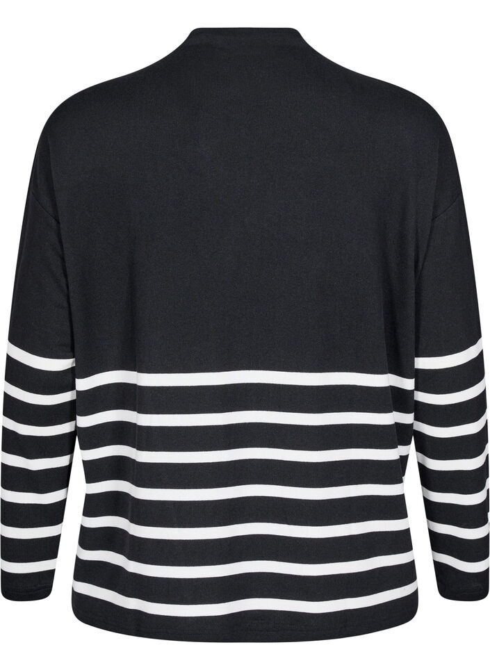 Bluzka z wysokim dekoltem i dlugimi rekawami, Czarne, Packshot image number 1