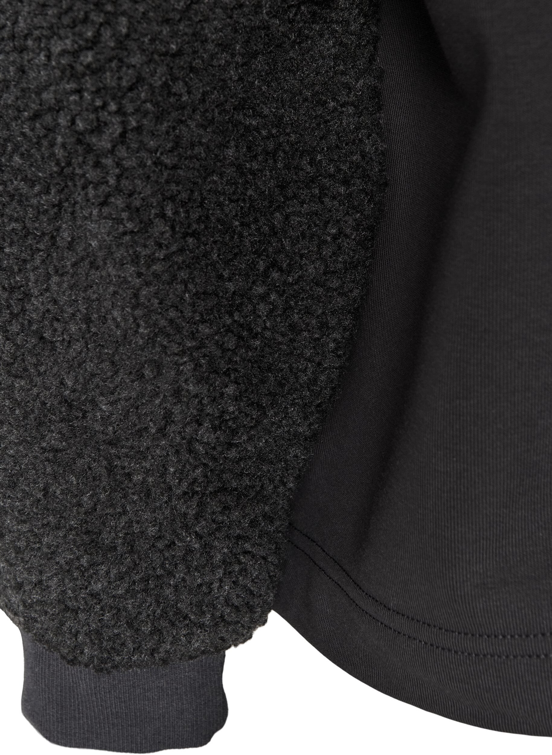 ZizziBluza z podszewka z pluszu i wysokim kolnierzem, Ciemnoszary, Packshot image number 3