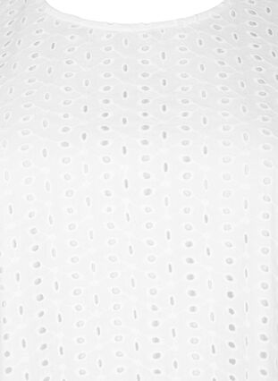 Bluzka z bufiastymi rekawami i koronkowym wzorem, Bright White, Packshot image number 2