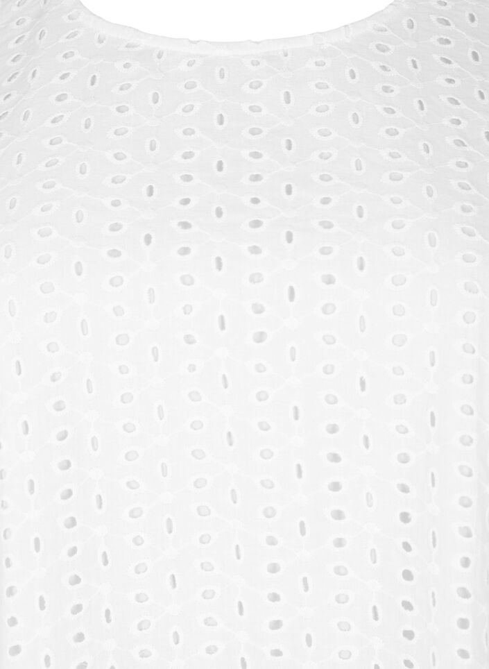 Bluzka z bufiastymi rekawami i koronkowym wzorem, Biały, Packshot image number 2