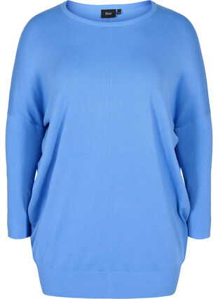 Dzianinowy sweter z okraglym dekoltem, Ultramarine, Packshot image number 0
