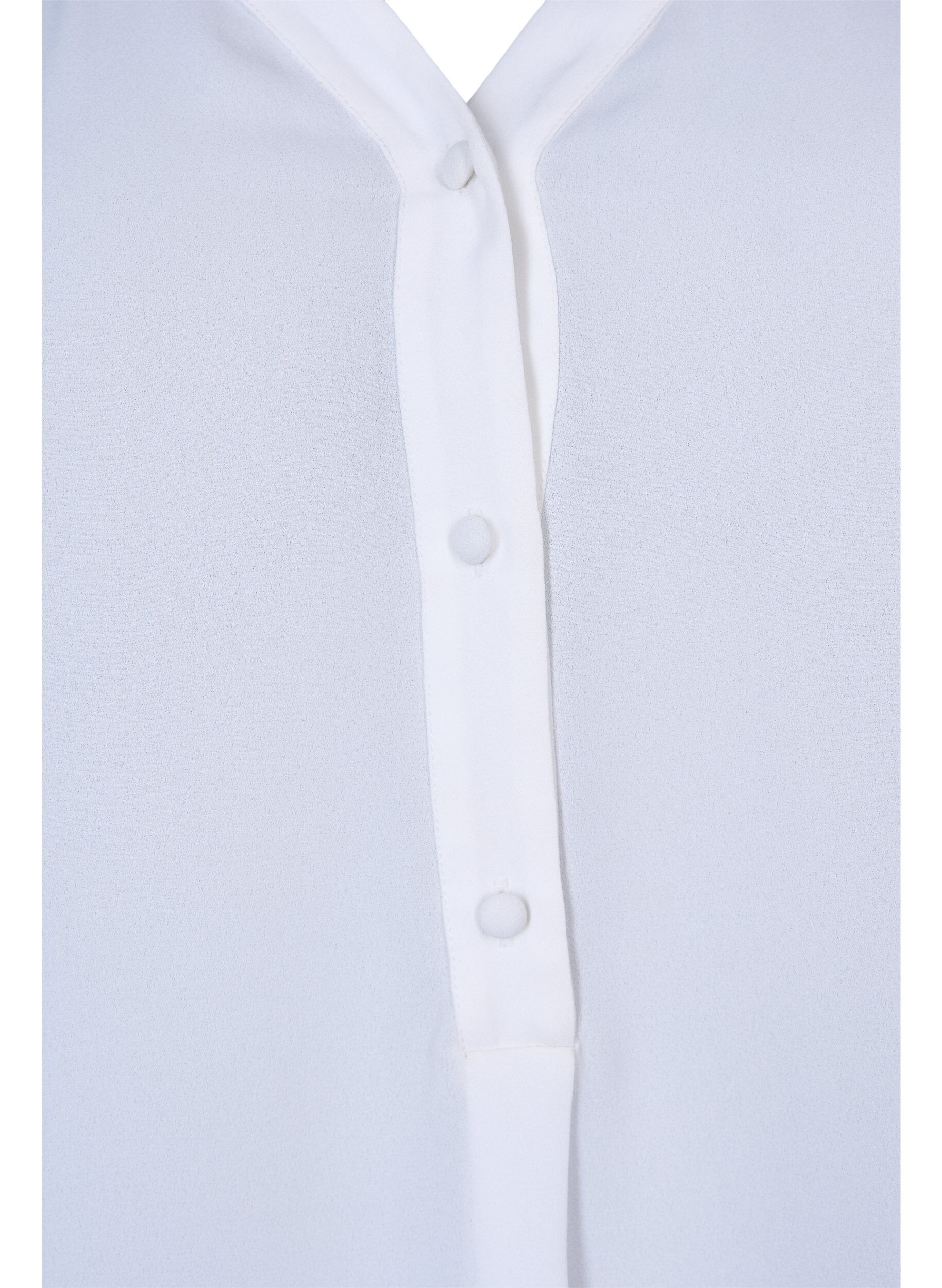 Zizzi Top with long sleeves and button closure, Bright White, Packshot image number 2
