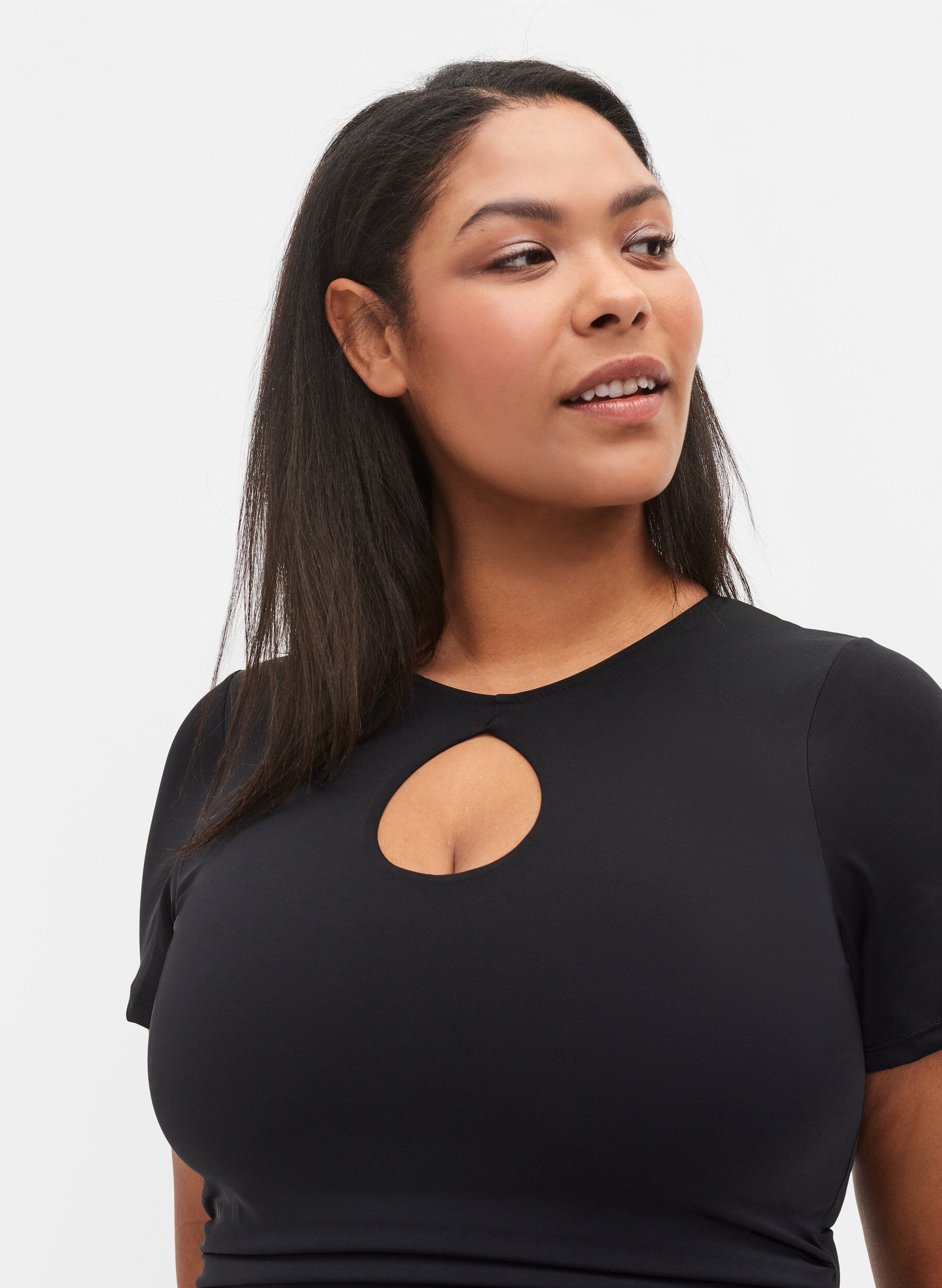 Zizzi Swimsuit with short sleeves, Black, Model image number 2