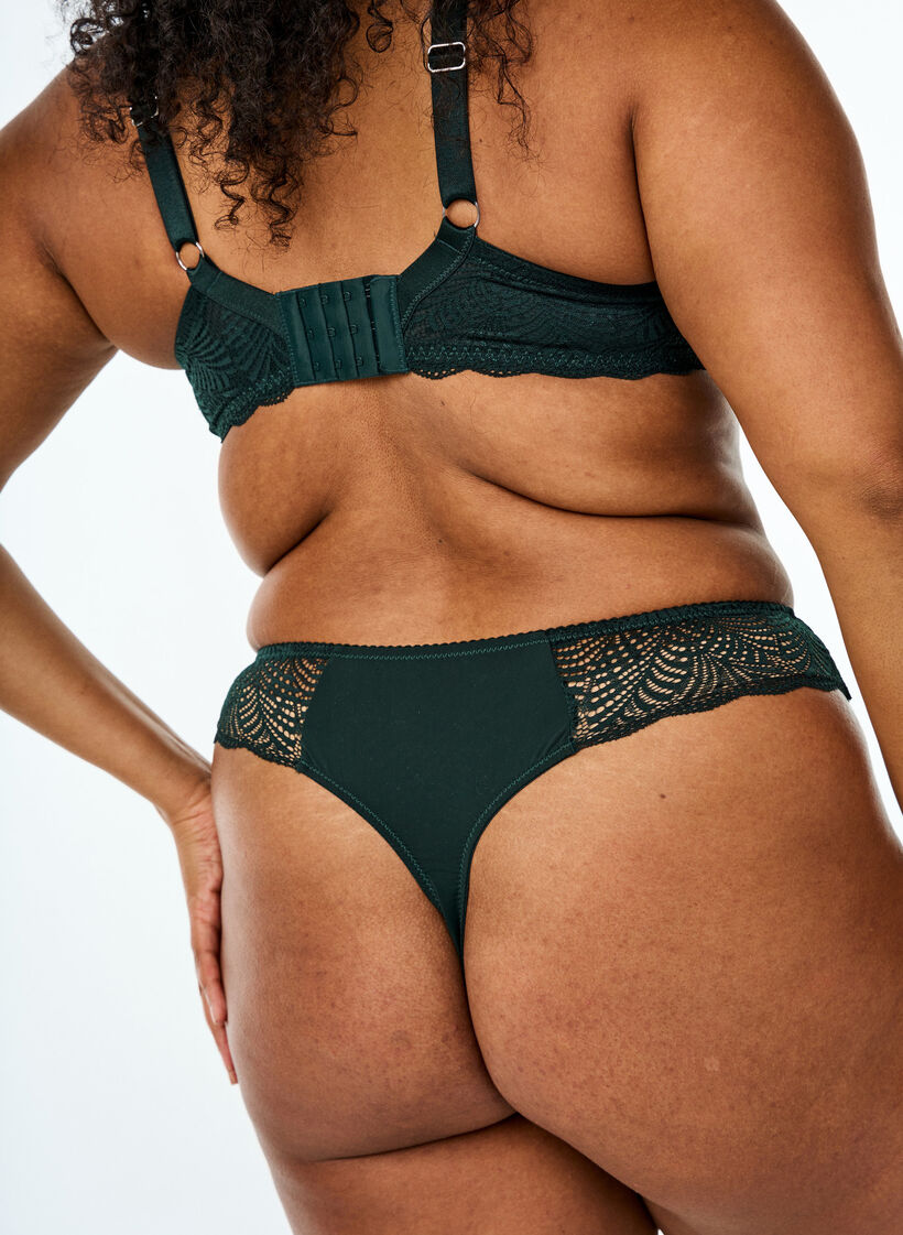 Biustonosz z wyprofilowanymi miseczkami i koronka, Zielony, Model image number 3