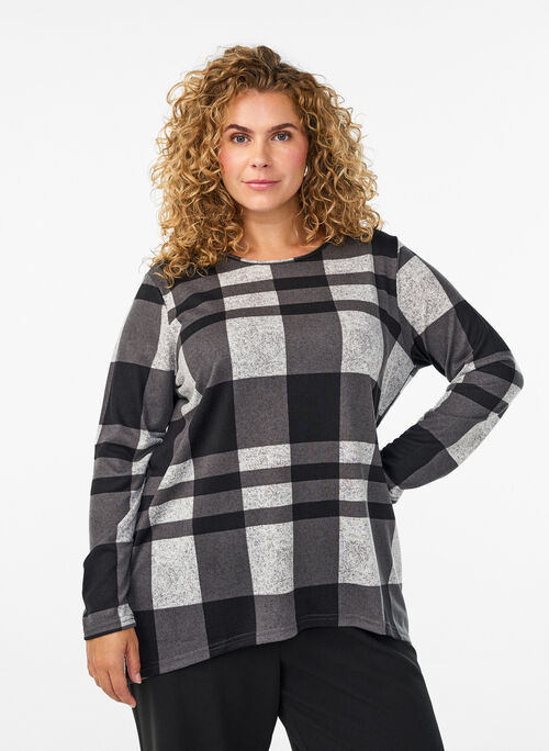 Wzorzysta bluzka z dlugim rekawem