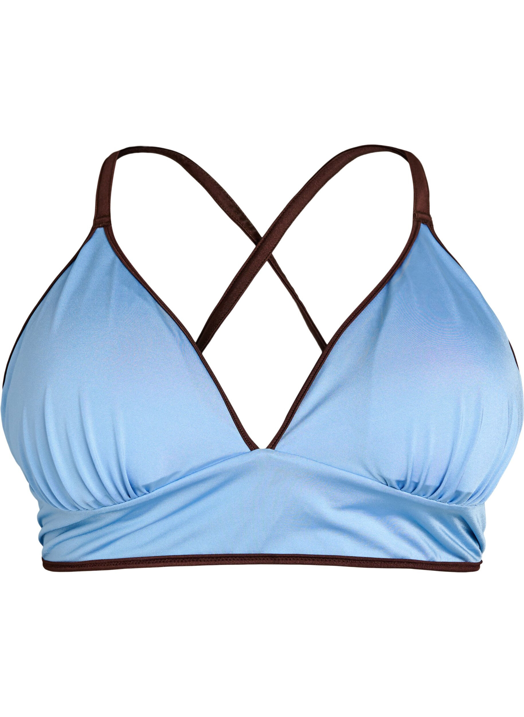 ZizziDwustronny bikini top z dekoltem V i krzyzowanymi ramiaczkami, Brązowy, Packshot image number 3