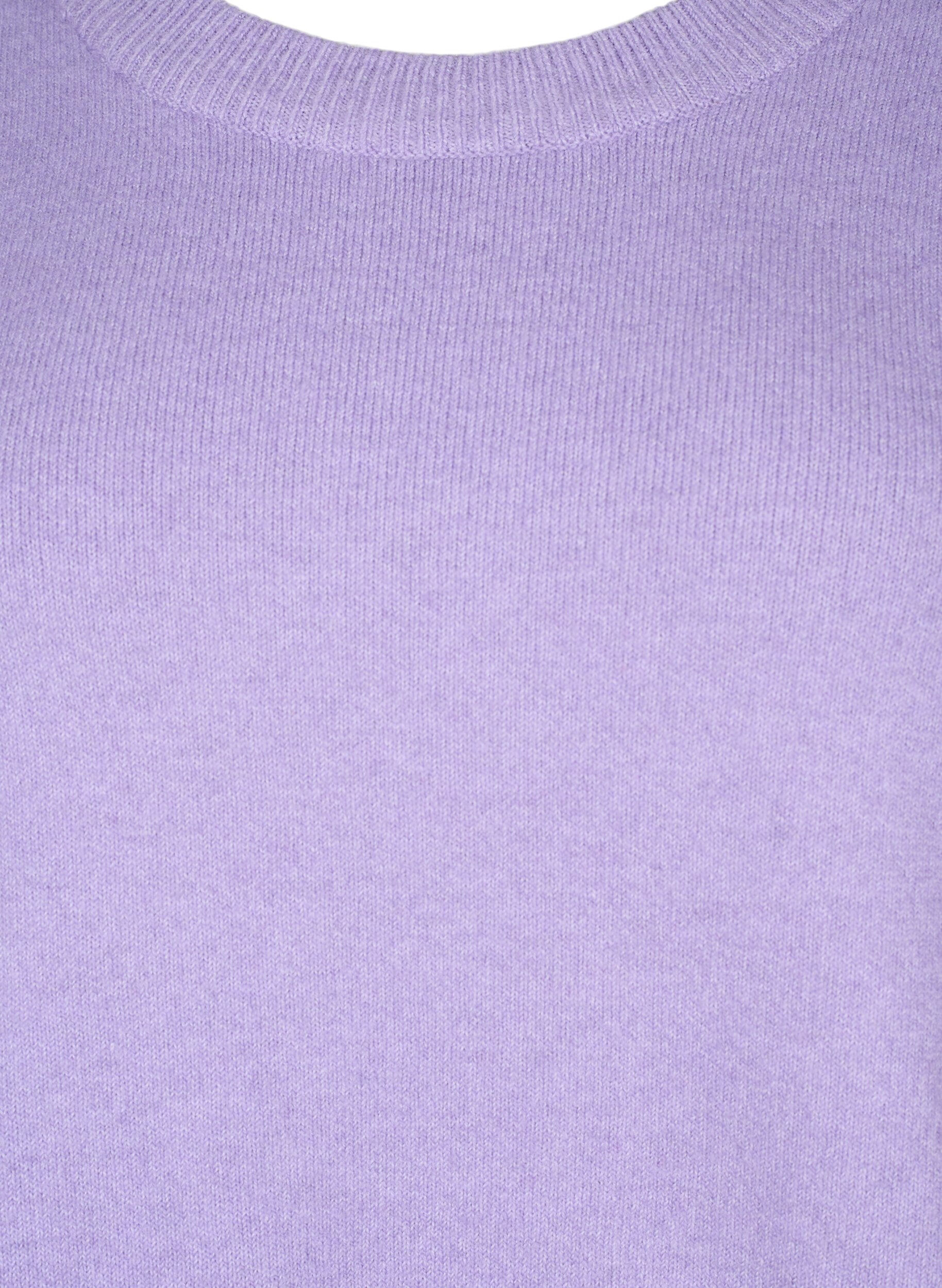 Zizzi Sweter z dlugim rekawem i okraglym dekoltem, Bougainvillea Mel., Packshot image number 2