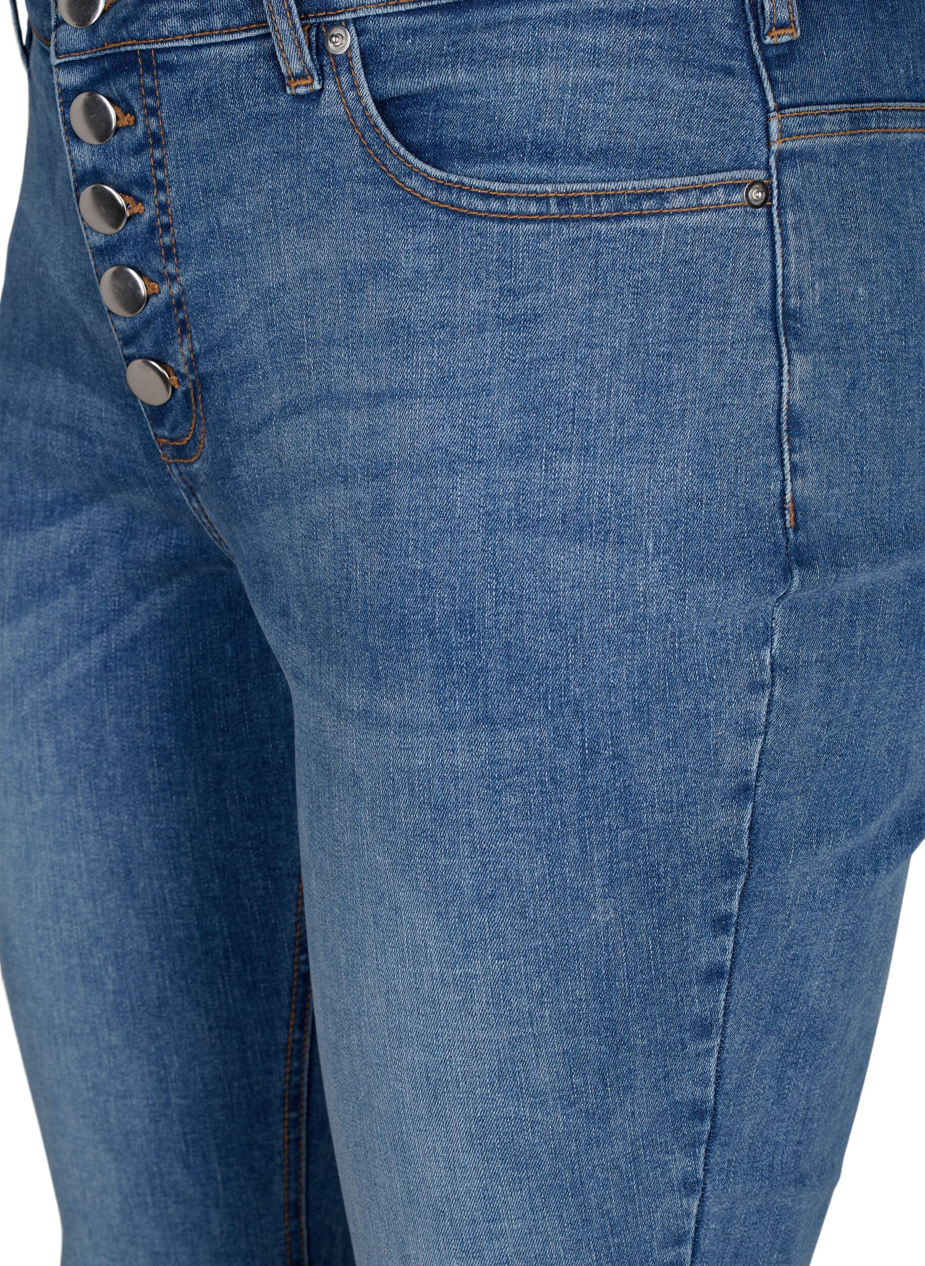 Zizzi Jeansy Sanna o bardzo obcislym kroju z zapieciem na guziki, Blue denim, Packshot image number 2