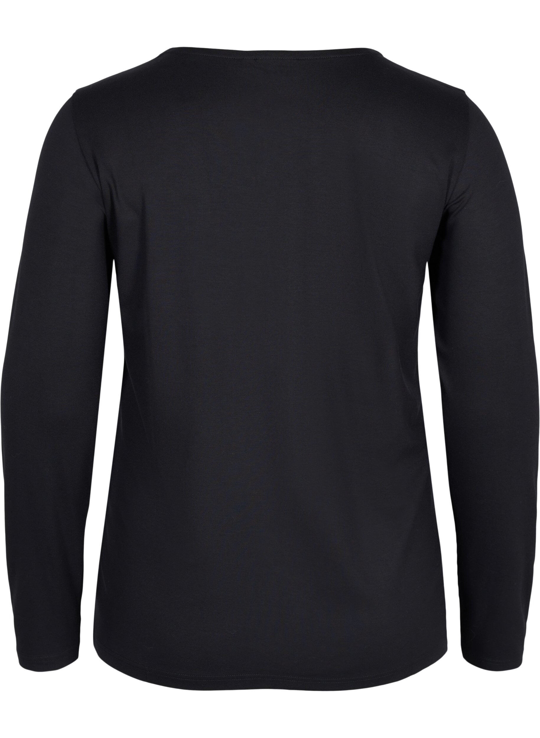 Zizzi Prosty top z bawelny, Solid Black, Packshot image number 1