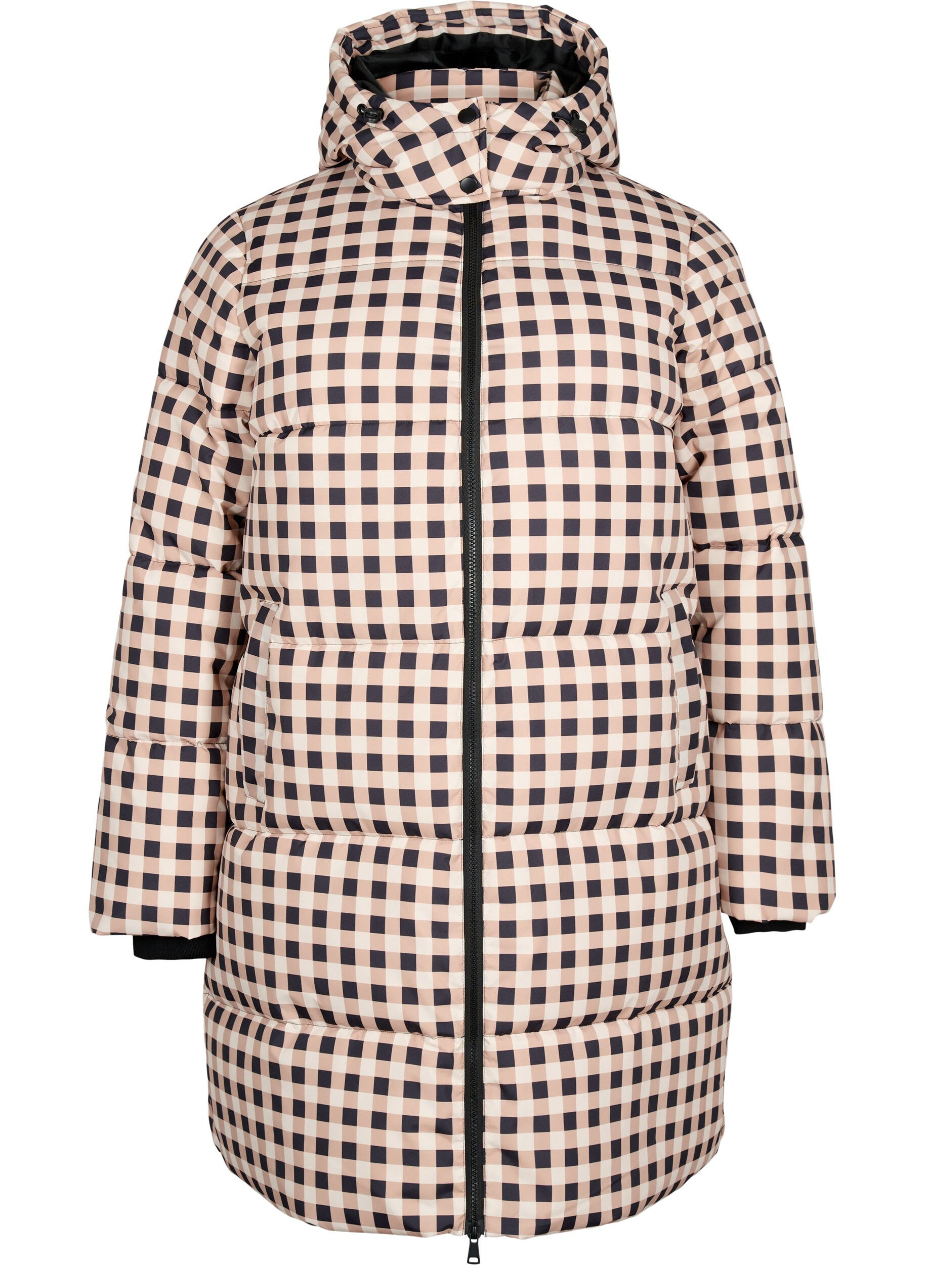 Zizzi Puchowa kurtka zimowa w krate, Black w. Nomad Check, Packshot image number 0