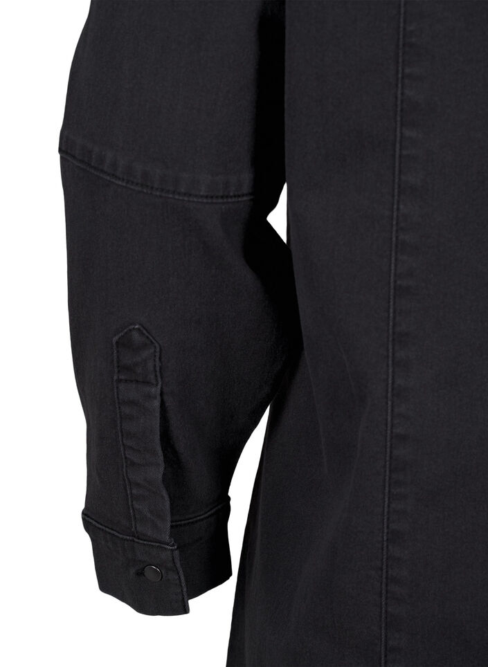 Dzinsowa sukienka w ksztalcie trapezu z suwakiem, Grey Washed, Packshot image number 3