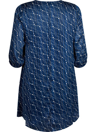 Sukienka z dekoltem w szpic i rekawami 3/4 z nadrukiem, Dress Bl. Swirl AOP, Packshot image number 1