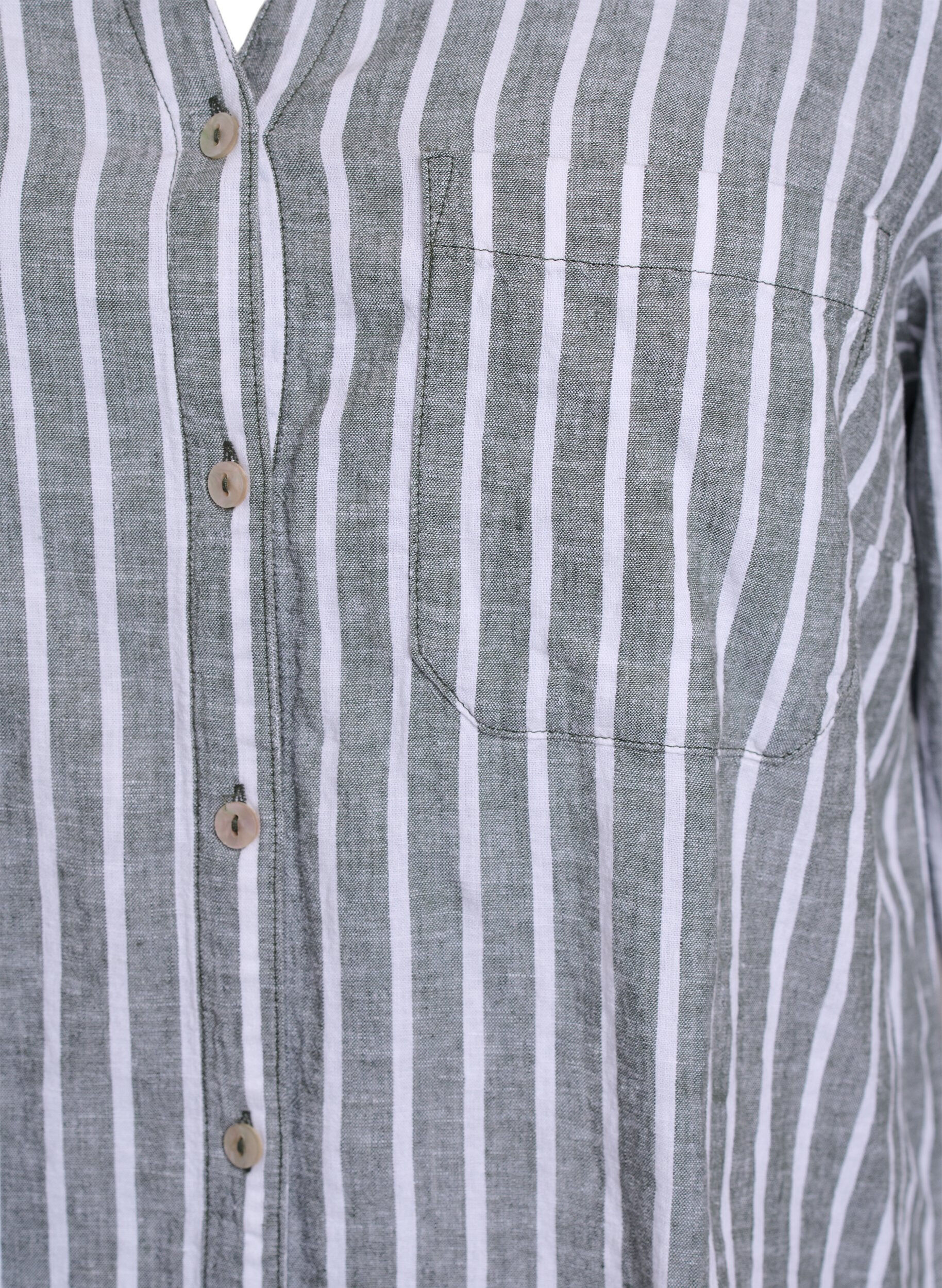 Zizzi Koszula z lnu i wiskozy z rekawami 3/4, Zielony, Packshot image number 2