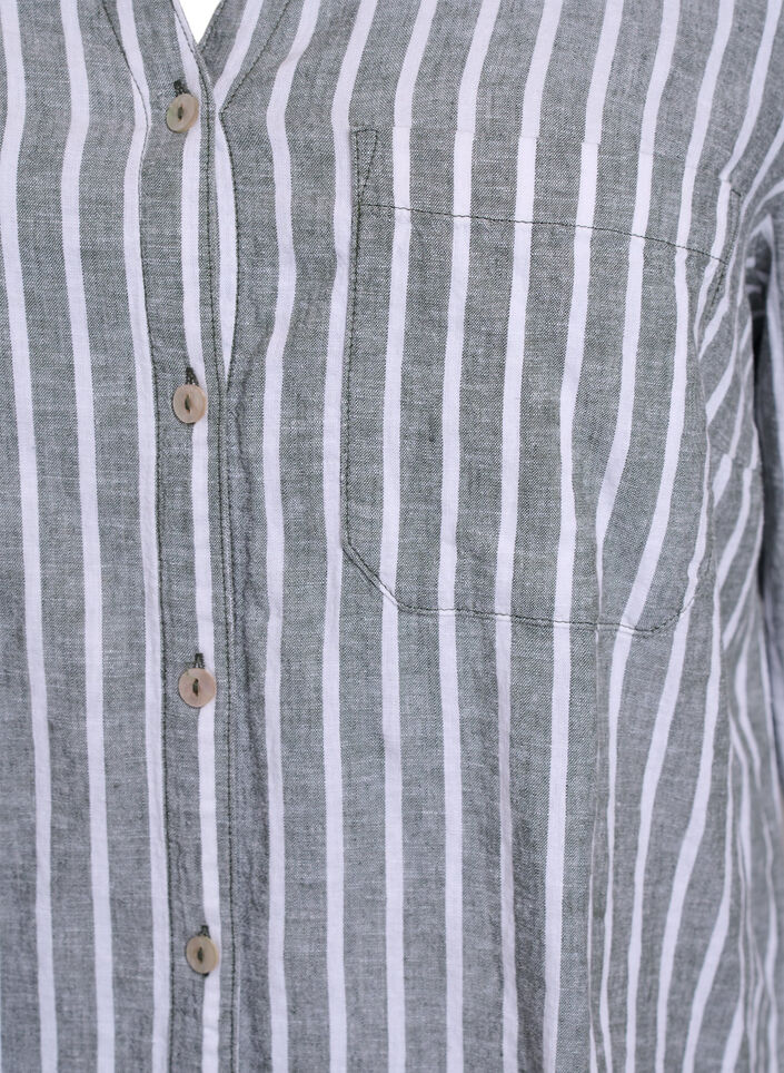 Koszula z lnu i wiskozy z rekawami 3/4, Zielony, Packshot image number 2