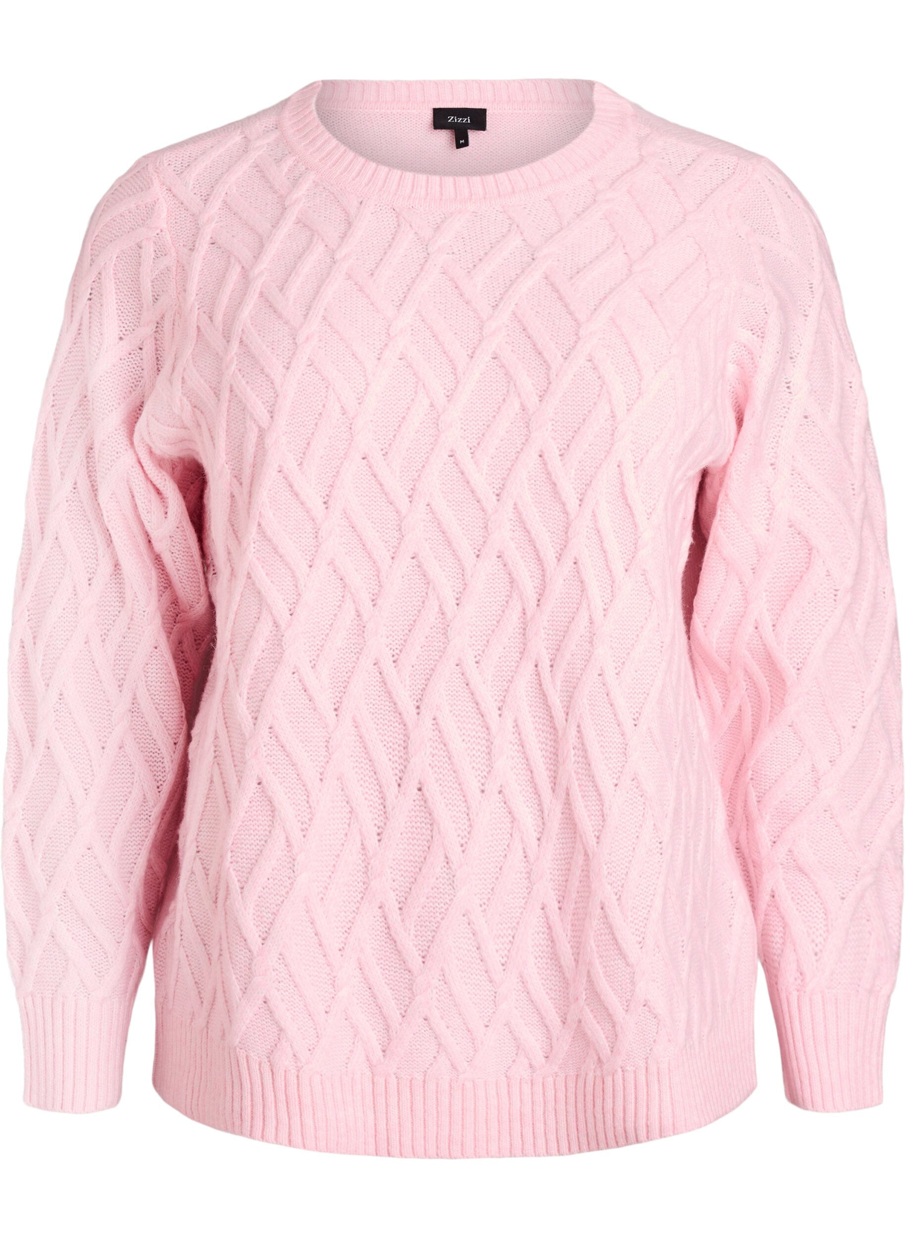 Bluzka z dzianiny w warkocze z okraglym dekoltem