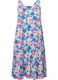 Wiskozowa letnia sukienka na ramiaczkach, Multi Flower AOP, Packshot