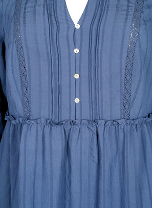 Wiskozowa sukienka w paski z koronkowym paskiem i rekawami 3/4, Vintage Indigo, Packshot image number 2