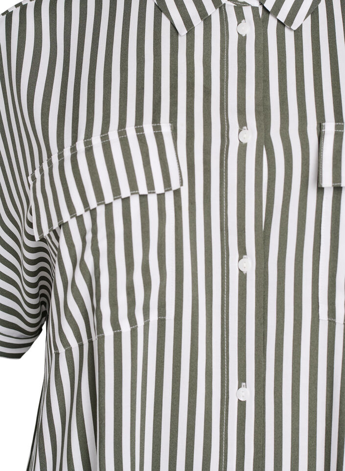 Dluga koszulowa sukienka z kr&oacute;tkim rekawem, Zielony, Packshot image number 2