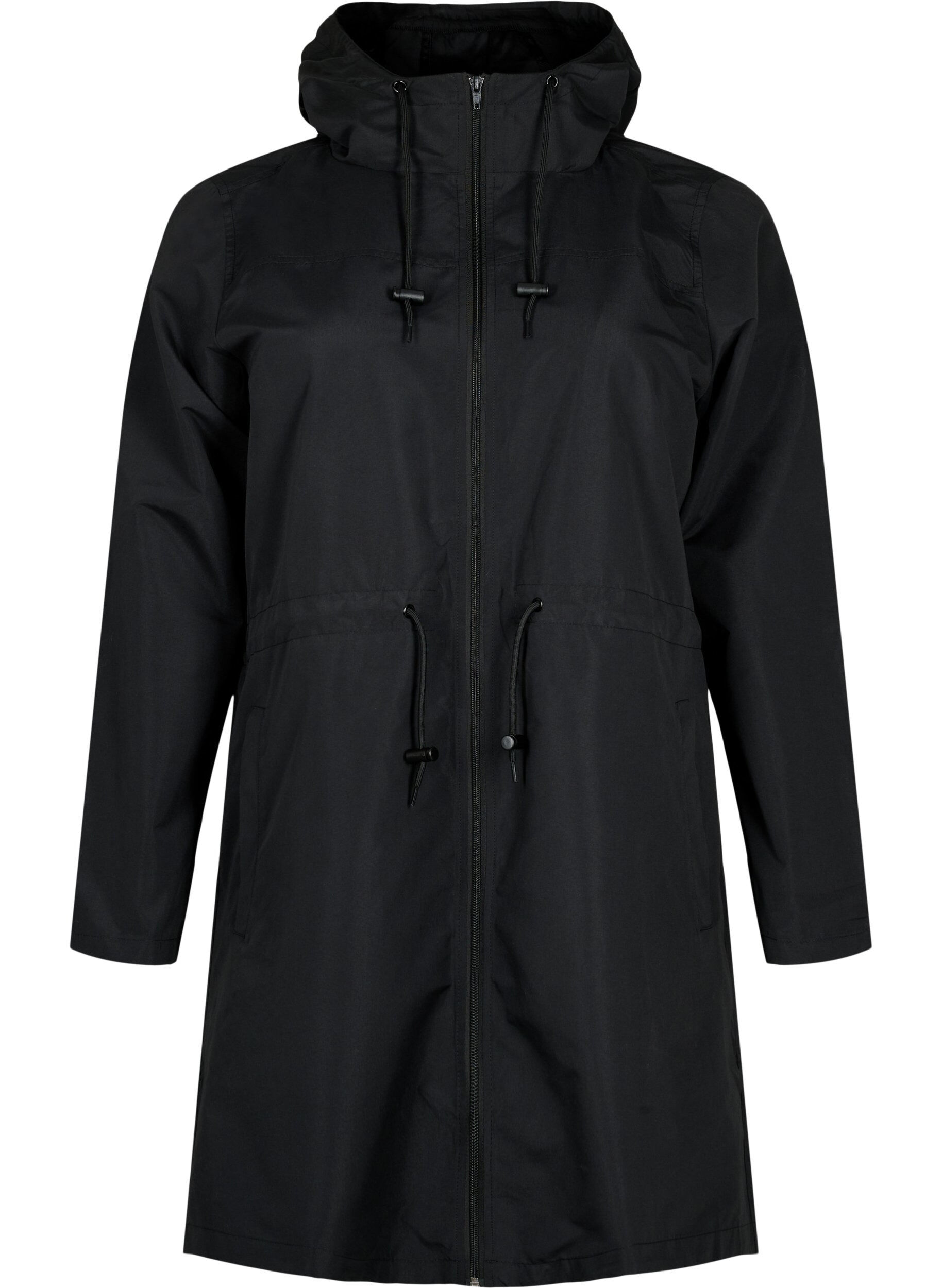 Zizzi Flash &ndash; wodoodporna parka z kapturem, Black, Packshot image number 0