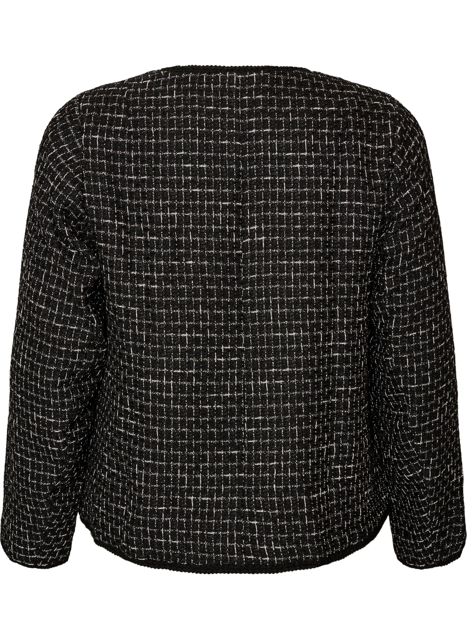 ZizziKurtka z boucle ze zlotymi guziki, Czarne, Packshot image number 1