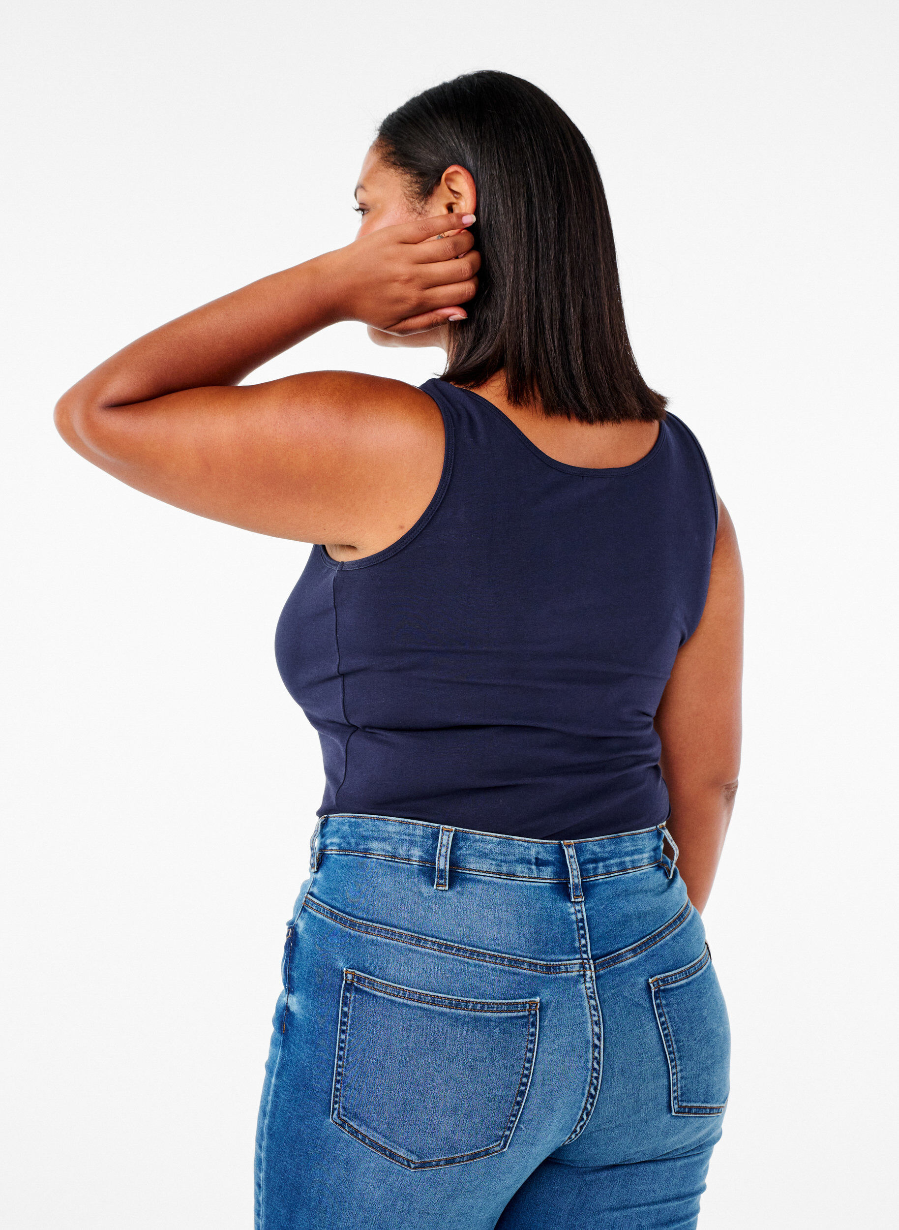 ZizziPodstawowy top bawelniany w jednolitym kolorze, Niebieskie, Model image number 2