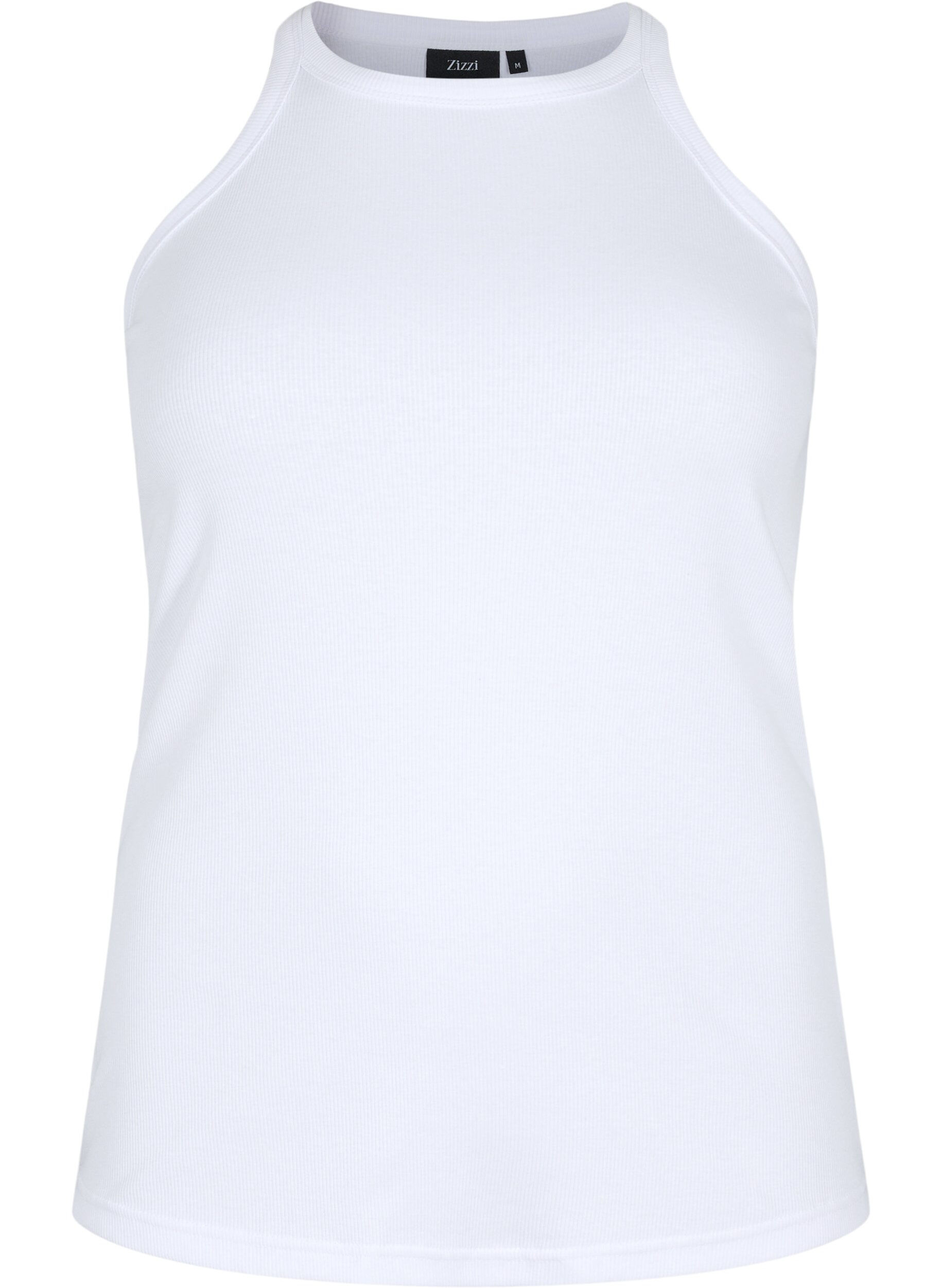 Zizzi Prazkowany bawelniany tank top, Bright White, Packshot image number 0