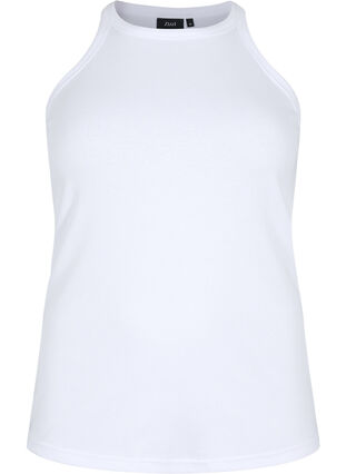 Prazkowany bawelniany tank top, Bright White, Packshot image number 0