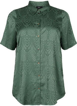 Koszula o przedluzonym kroju z teksturowanym wzorem, Duck Green, Packshot image number 0