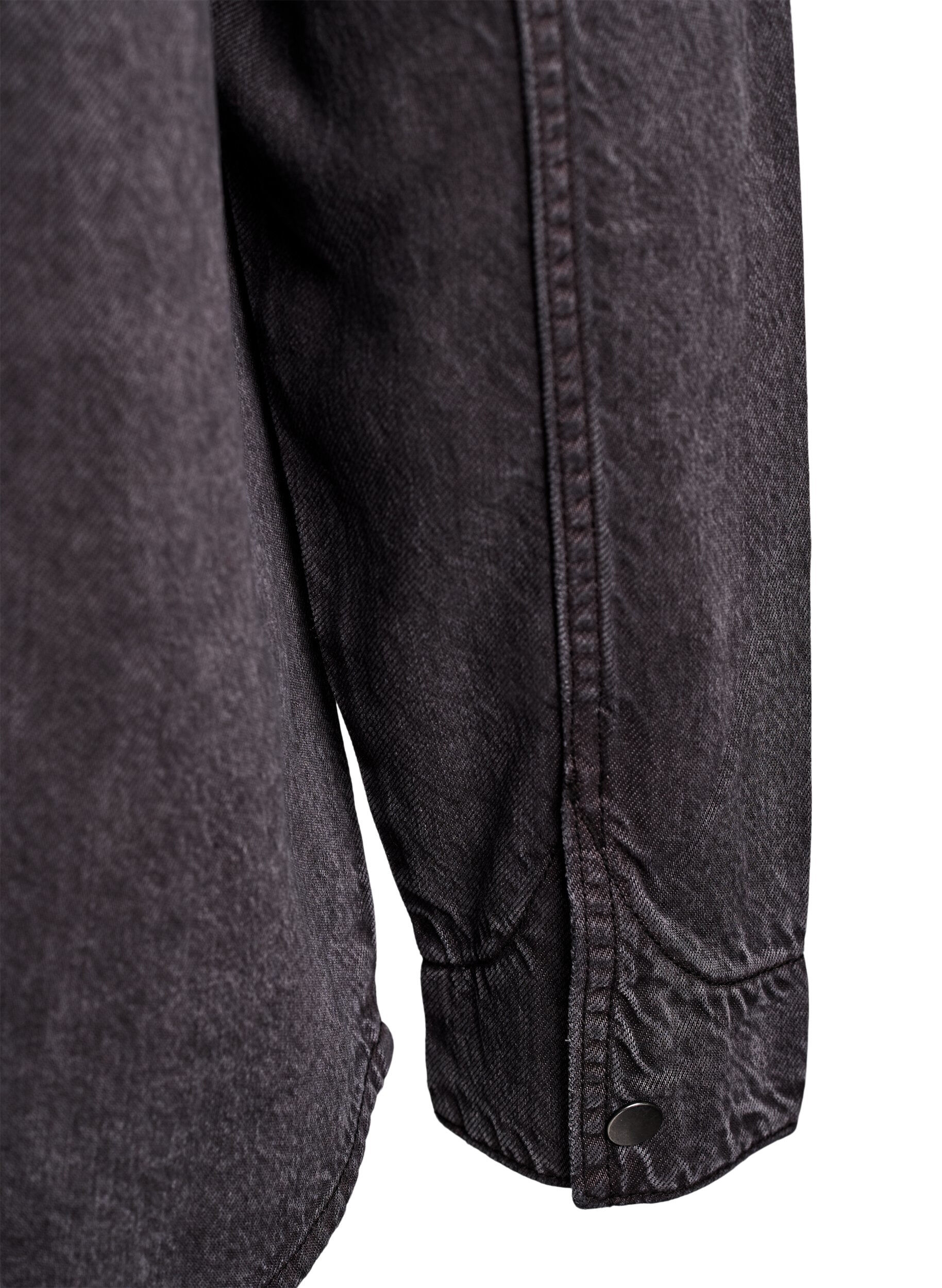 Zizzi Koszula jeansowa z kieszeniami na piersi, Szary, Packshot image number 3