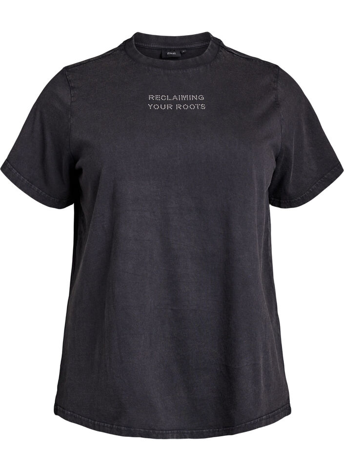 Koszulka z bawelny organicznej z cwiekami, Ciemnoszary, Packshot