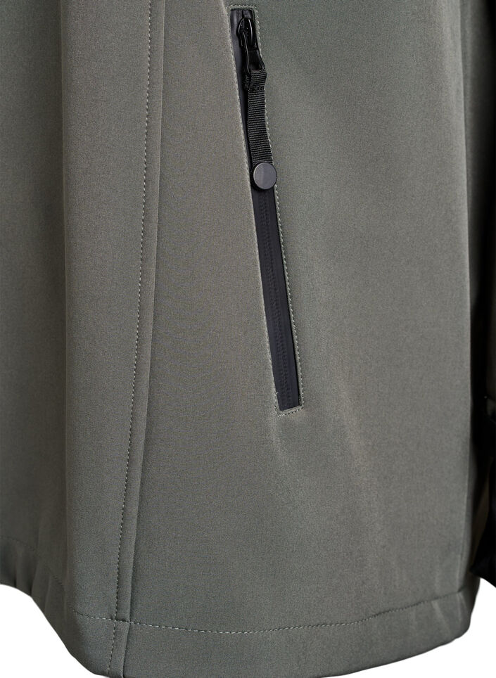 Kr&oacute;tka kurtka softshell z odpinanym kapturem, Ciemnoszary, Packshot image number 3