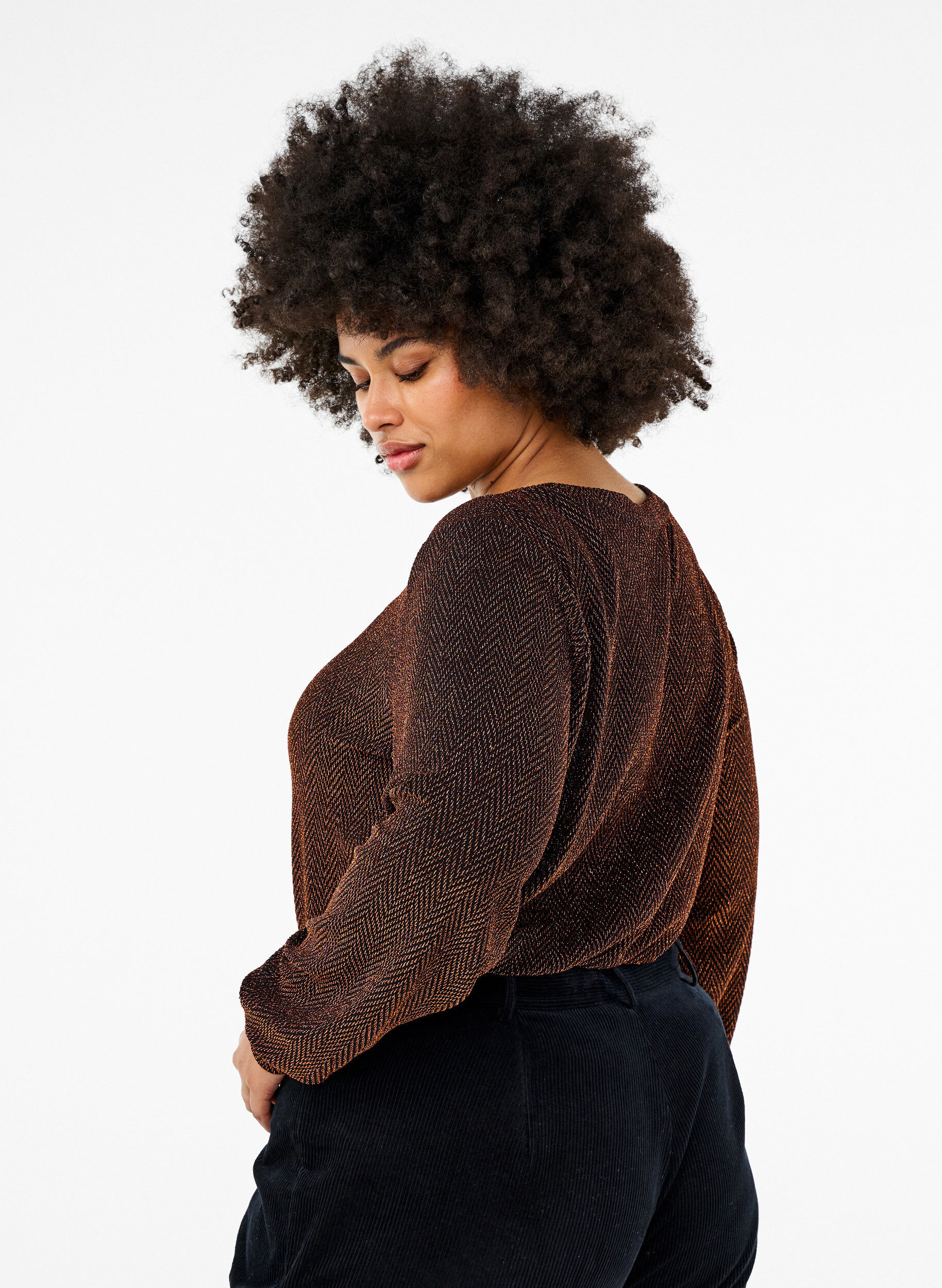 Zizzi Bluzka z blyszczacym wzorem, Copper ZigzagShimmer, Model image number 1