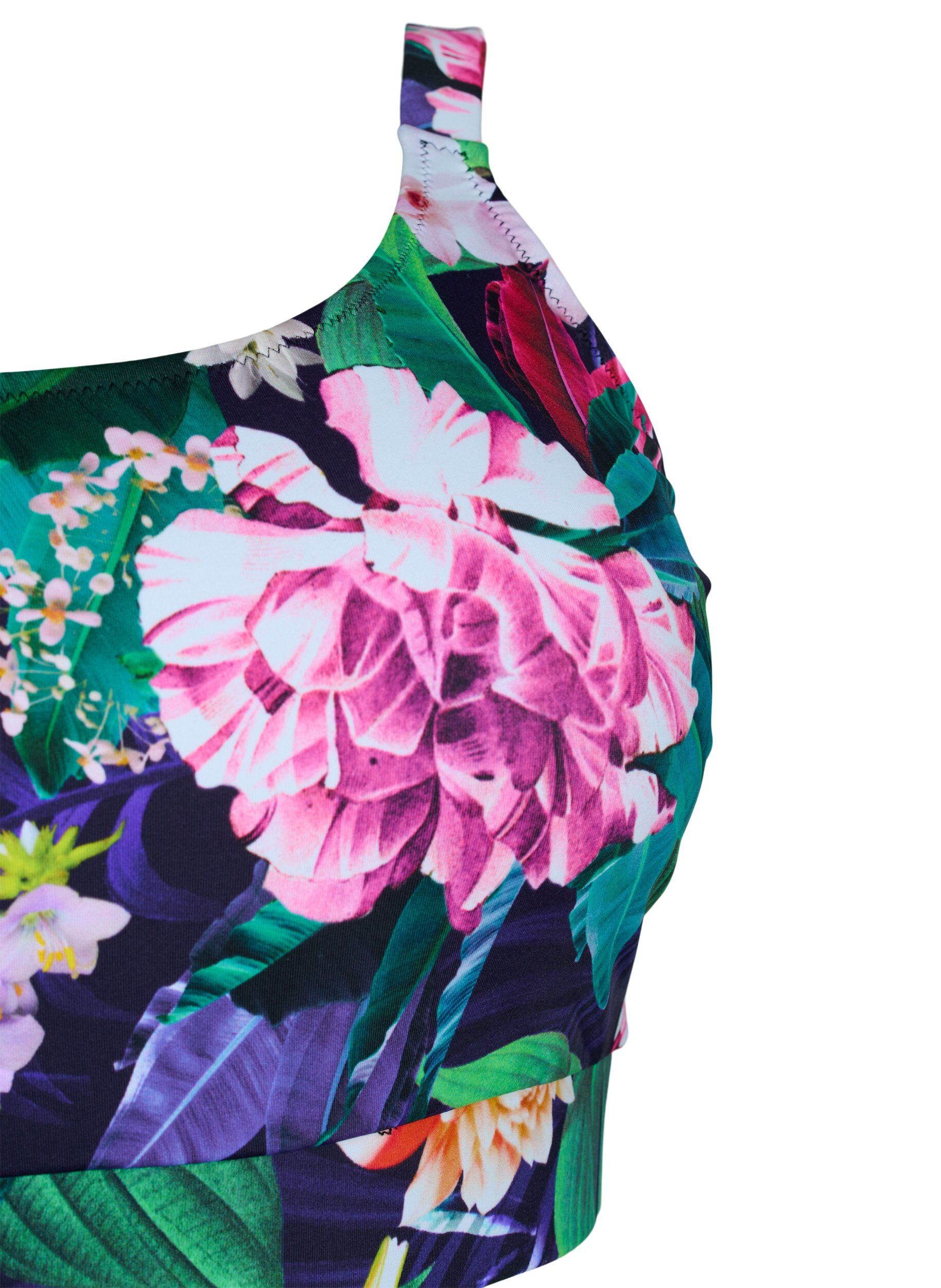 Zizzi Bikini top with adjustable shoulder straps, Flower Print, Packshot image number 2