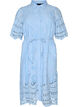 Sukienka-koszulka w stylu broderie anglaise z pasem do wiazania, Niebieskie, Packshot image number 0
