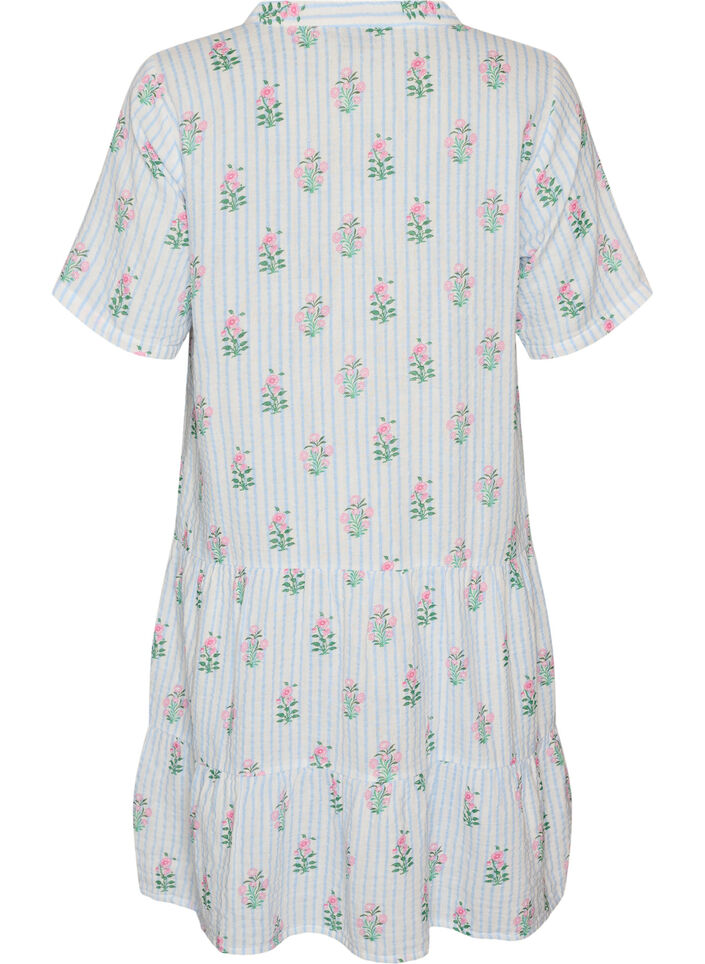 Kr&oacute;tka sukienka o linii A z bawelnianego muslinu, Biały, Packshot image number 1