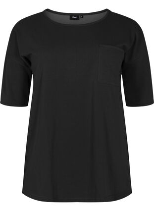 Bluzka z pólrekawem, Black, Packshot image number 0