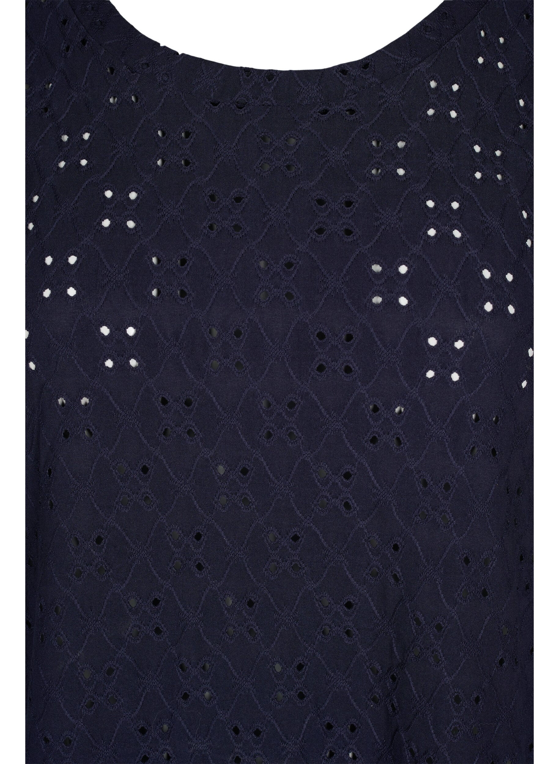Zizzi Top with broderie anglaise, Night Sky, Packshot image number 2