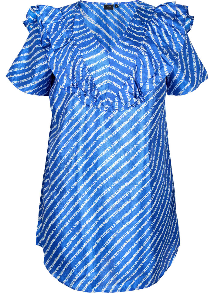 Pasiasta tunika z falbankami, S.T.W./White Stripes, Packshot image number 0