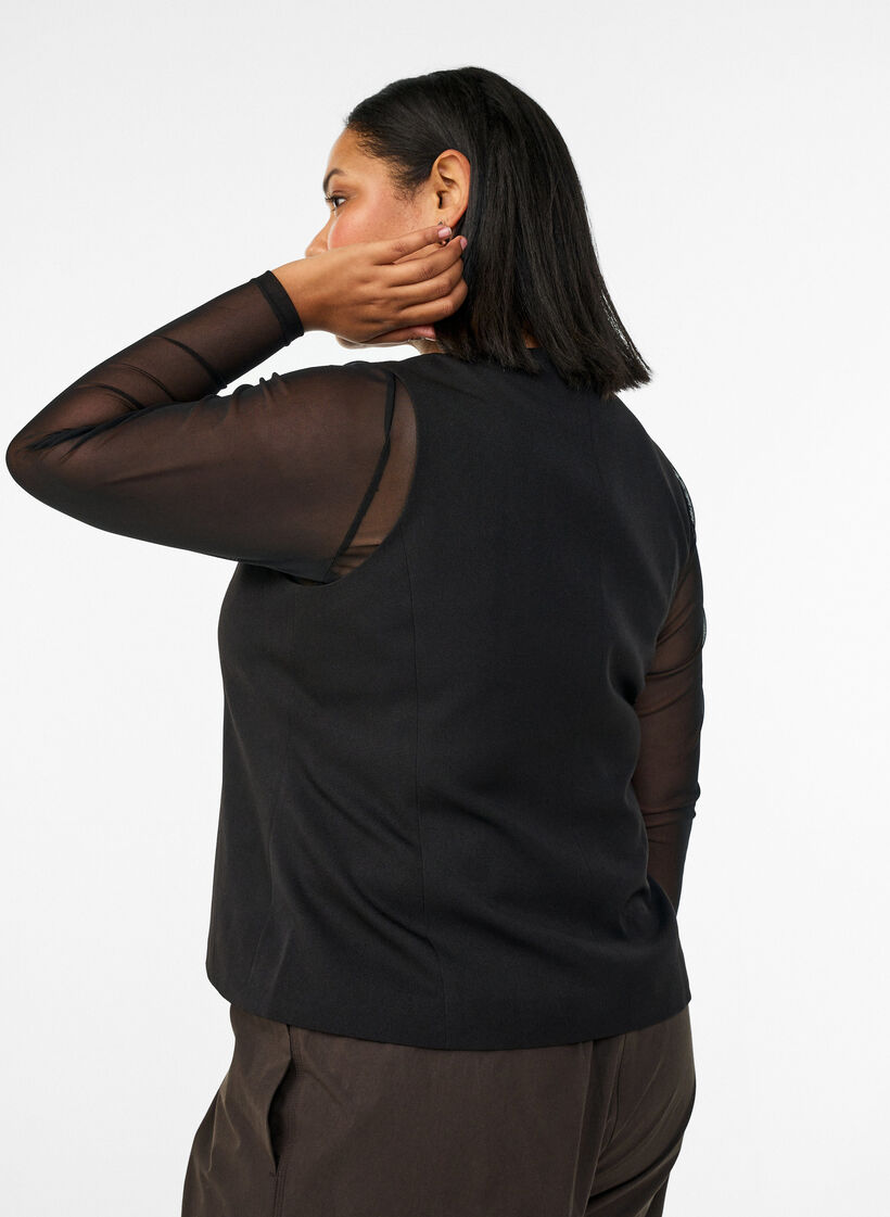 Kamizelka zapinana na guziki, Czarne, Model image number 2