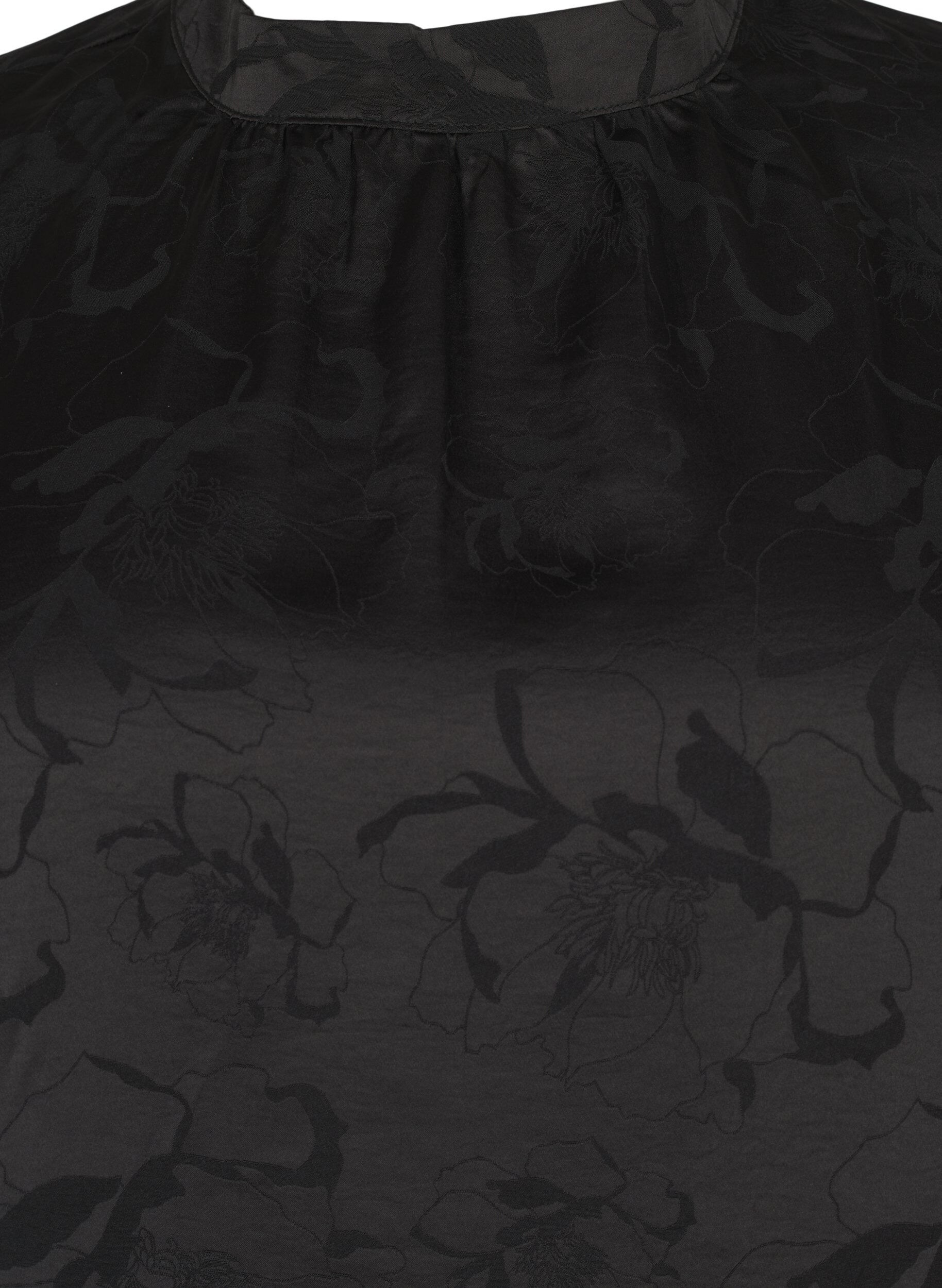 Zizzi Satynowa bluzka ze wzorem ton w ton, Black, Packshot image number 2