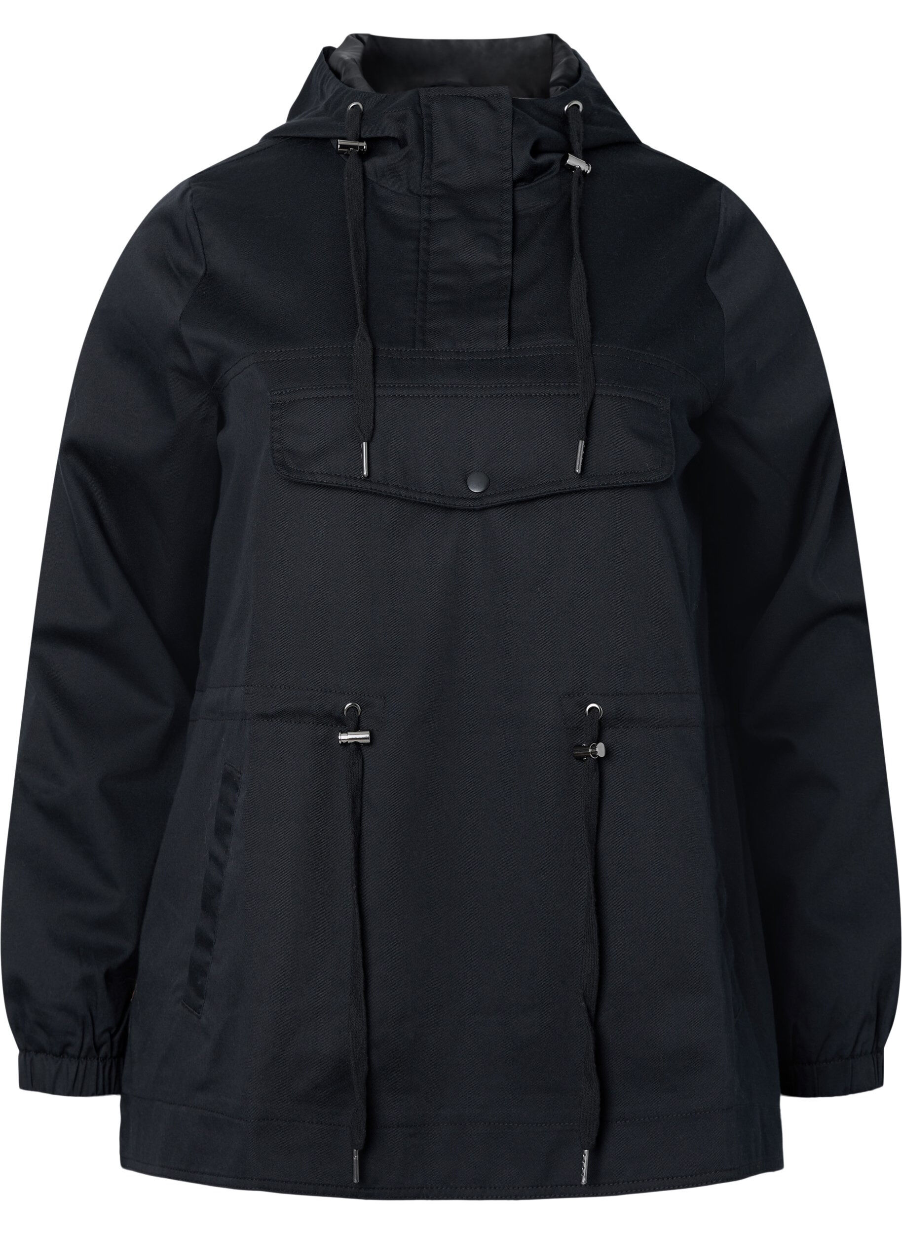 Zizzi Kurtka anorak z kapturem i kieszenia, Black, Packshot image number 0
