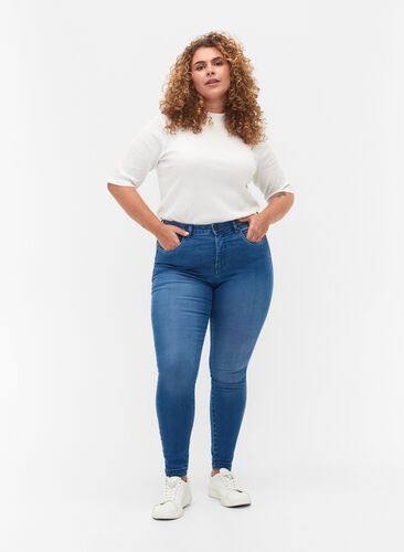 Super waskie jeansy Amy z wysokim stanem, Light blue, Model image number 0