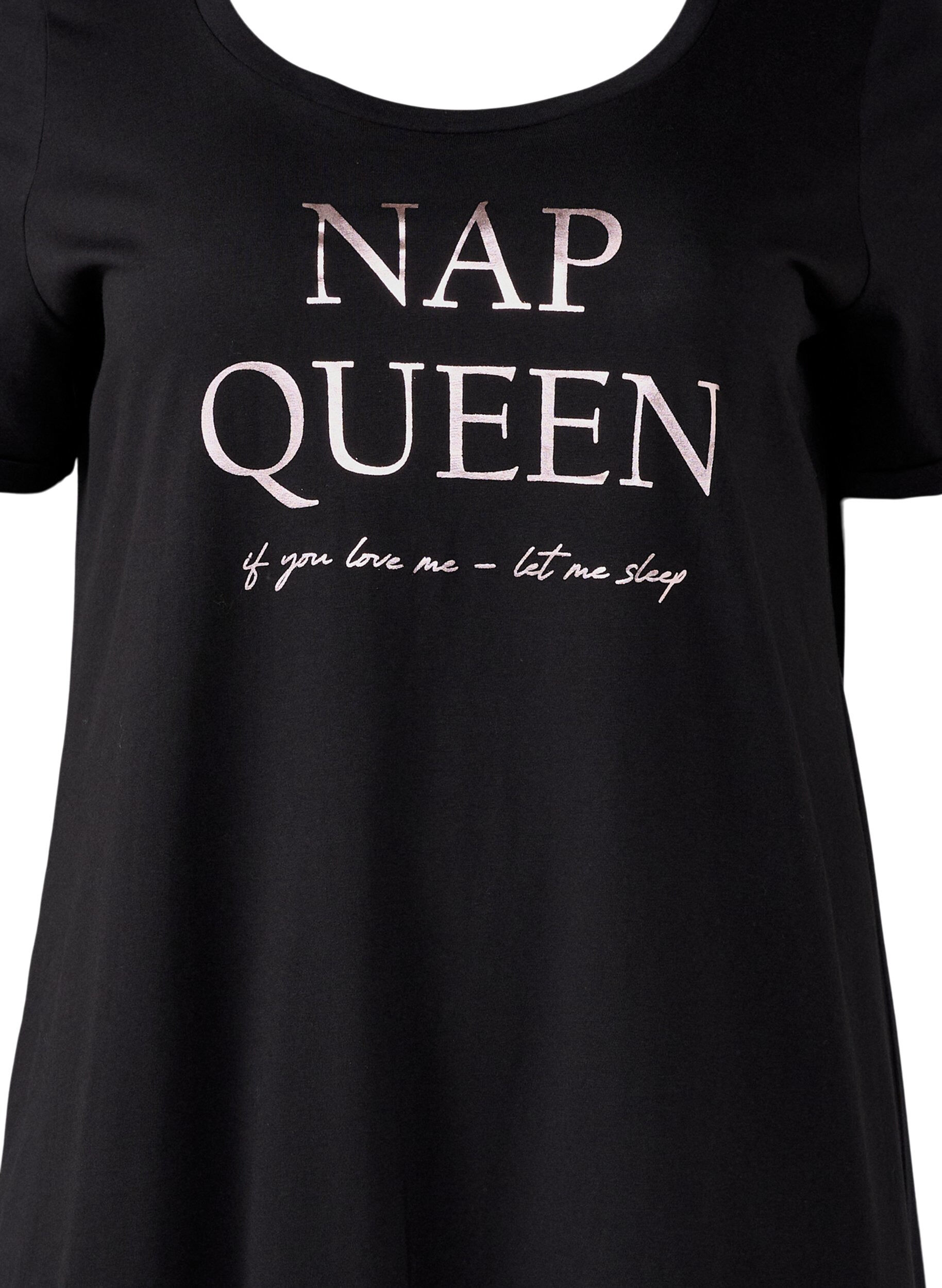 Zizzi Koszula nocna z kr&oacute;tkim rekawem, wykonana z bawelny organicznej, Czarne, Packshot image number 2