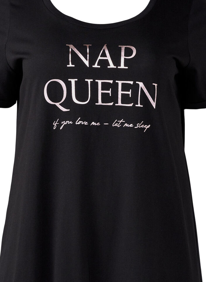 Koszula nocna z kr&oacute;tkim rekawem, wykonana z bawelny organicznej, Czarne, Packshot image number 2