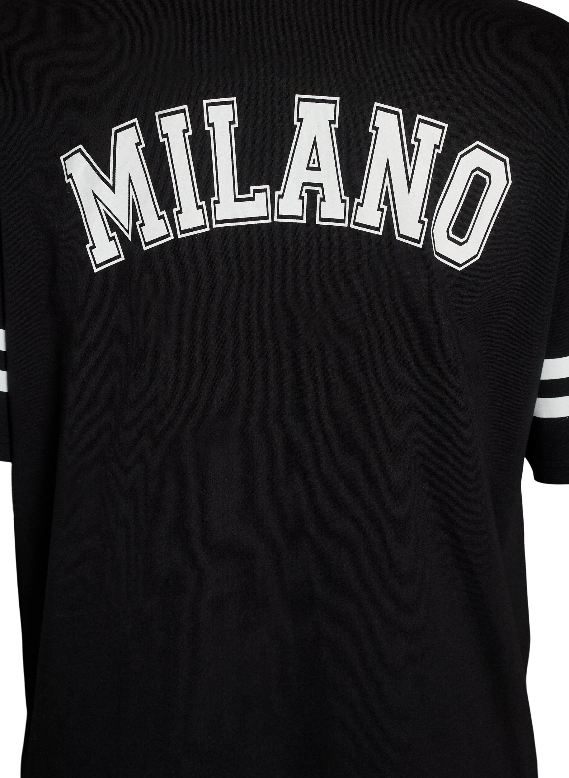 Zizzi Kr&oacute;tka sukienka koszulkowa ze sportowymi detalami, Czarne, Packshot image number 3