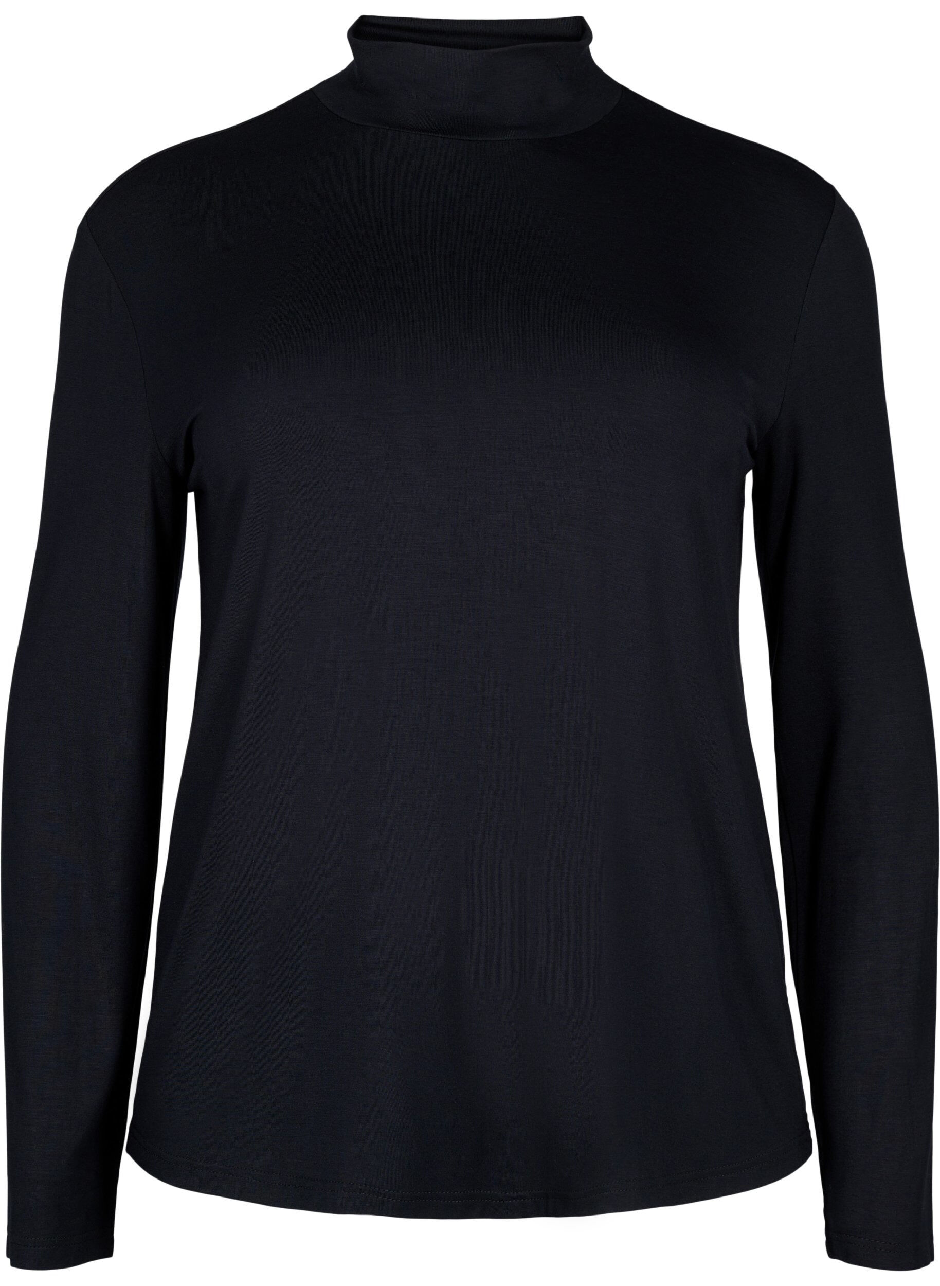 Zizzi Bluzka z dlugimi rekawami i wysokim dekoltem, Czarne, Packshot image number 0