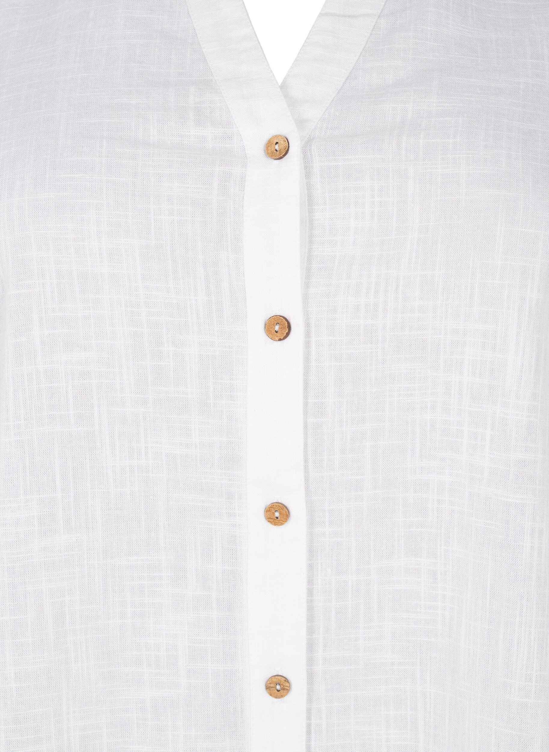 ZizziBawelniana bluzka koszulowa z&nbsp;dekoltem w&nbsp;szpic, Biały, Packshot image number 2