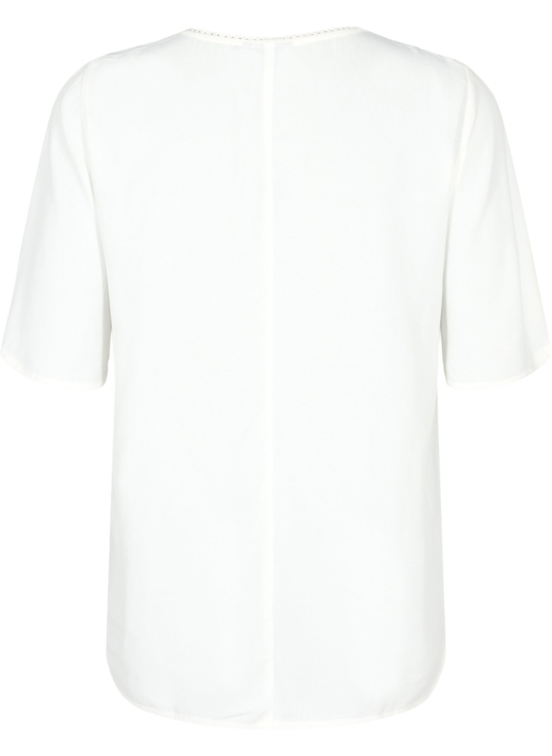 Zizzi Bluzka z wiskozy z rekawami 1/2 i haftowanym wzorem, Snow White, Packshot image number 1