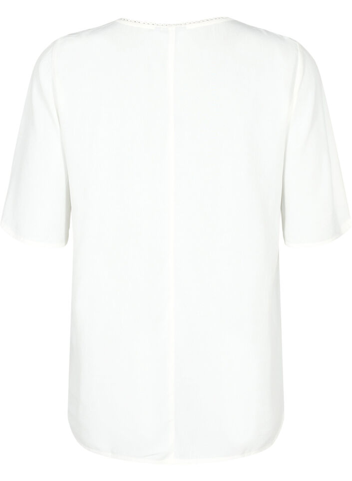 Bluzka z wiskozy z rekawami 1/2 i haftowanym wzorem, Snow White, Packshot image number 1