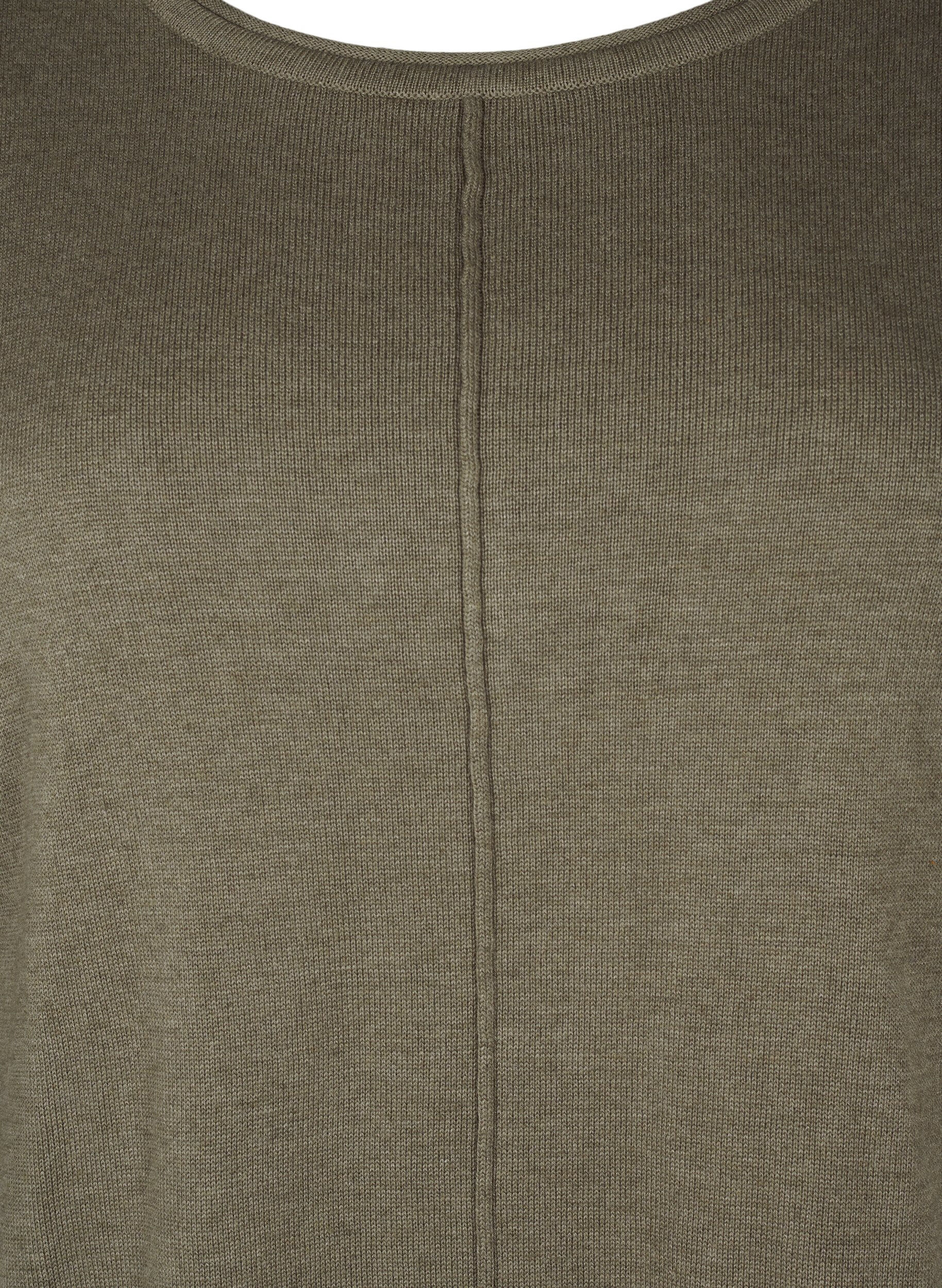 Zizzi Dzianinowa bluzka z mieszanki bawelny i wiskozy, Zielony, Packshot image number 2